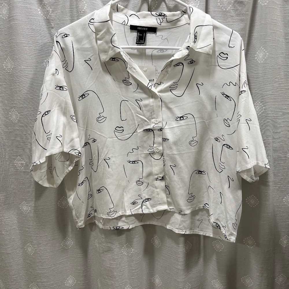 White Button Down Crop Top
